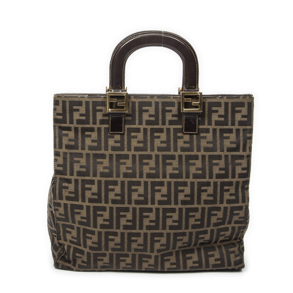 Fendi Vertical Tote Brown Beige Zucca Canvas — view 5