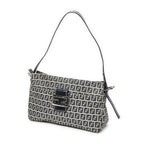 Fendi Front Slip Pocket Shoulder Tote Gray Navy Zucchino Canvas — view 2