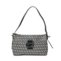 Fendi Front Slip Pocket Shoulder Tote Gray Navy Zucchino Canvas