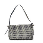 Fendi Front Slip Pocket Shoulder Tote Gray Navy Zucchino Canvas — view 5