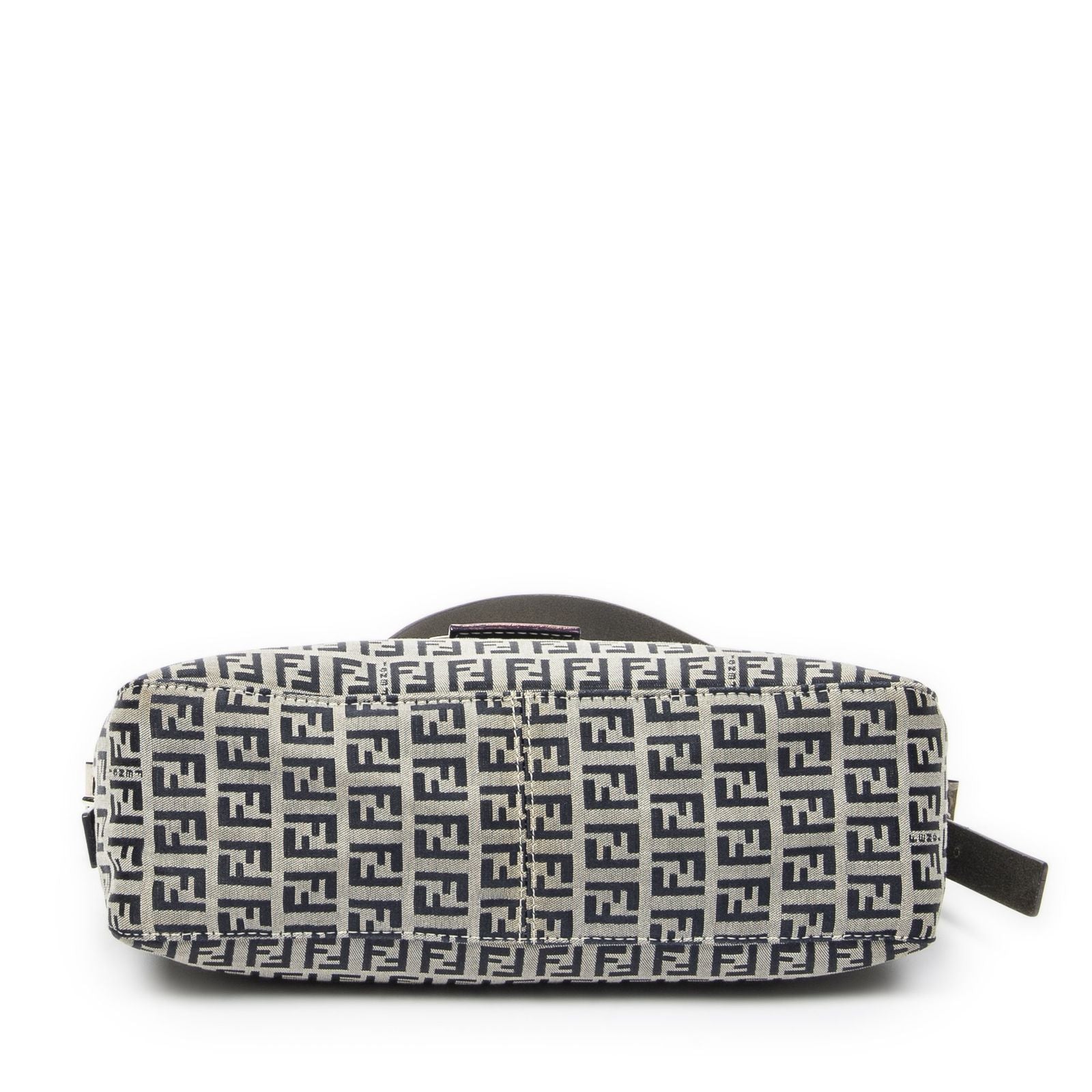 Fendi Front Slip Pocket Shoulder Tote Gray Navy Zucchino Canvas — view 6