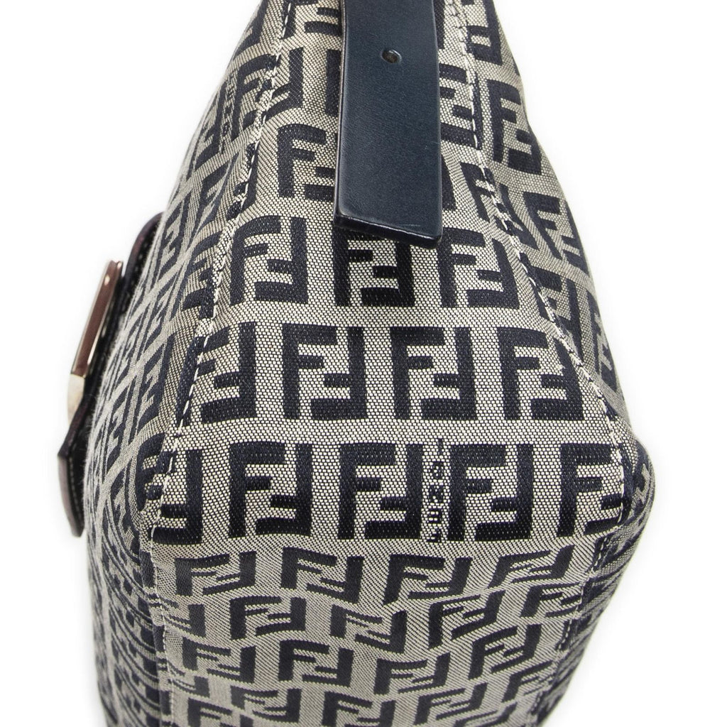 Fendi Front Slip Pocket Shoulder Tote Gray Navy Zucchino Canvas — view 8