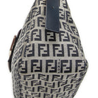Fendi Front Slip Pocket Shoulder Tote Gray Navy Zucchino Canvas — view 8