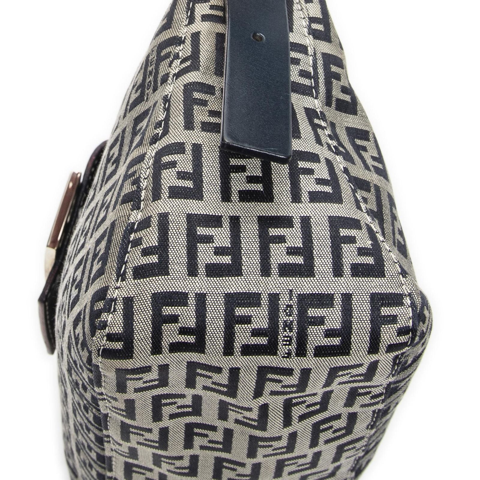 Fendi Front Slip Pocket Shoulder Tote Gray Navy Zucchino Canvas — view 8