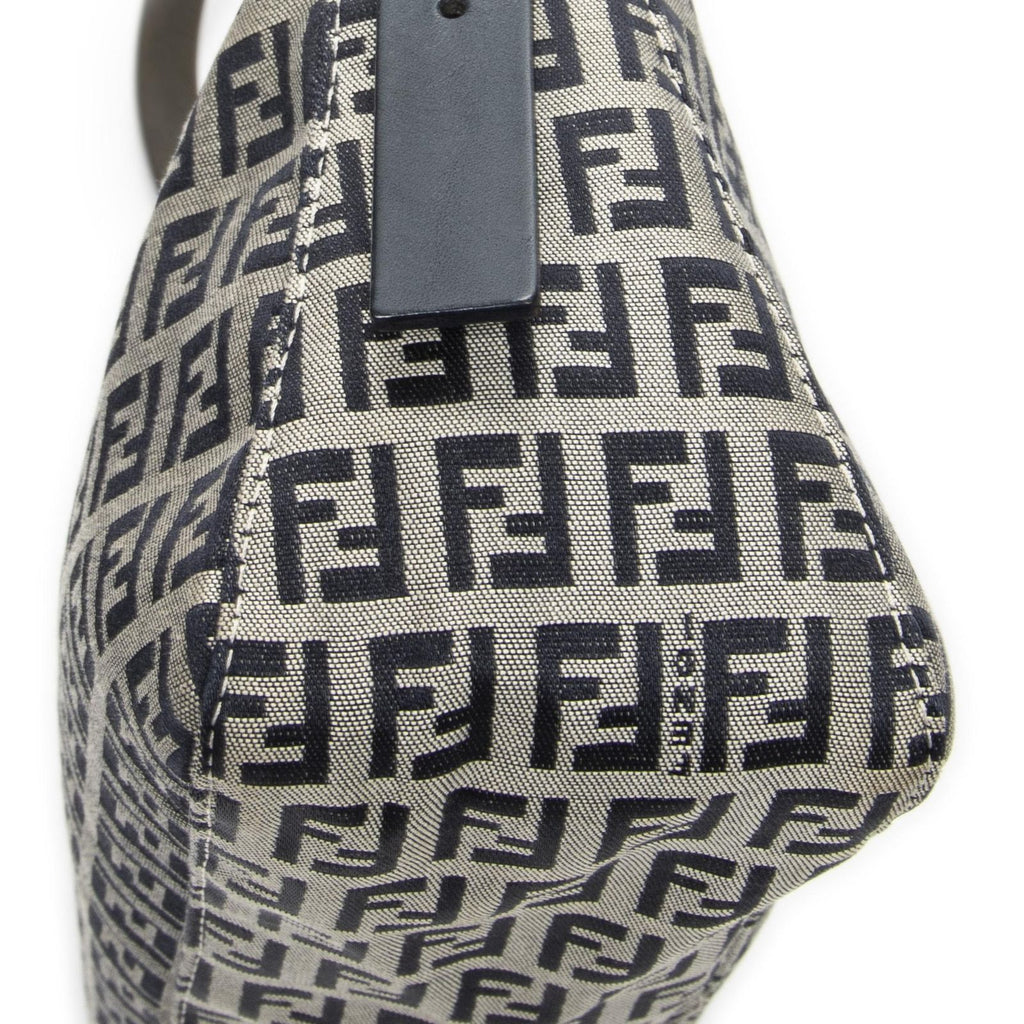 Fendi Front Slip Pocket Shoulder Tote Gray Navy Zucchino Canvas — view 7
