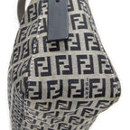 Fendi Front Slip Pocket Shoulder Tote Gray Navy Zucchino Canvas — view 7