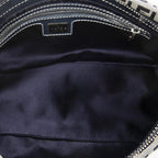 Fendi Front Slip Pocket Shoulder Tote Gray Navy Zucchino Canvas — view 9