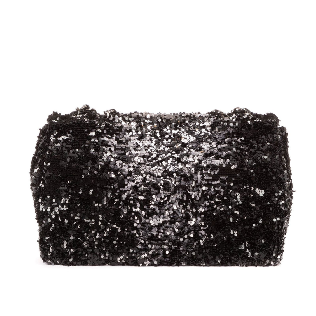 Chanel Ltd Ed Sequins Single Flap Black Canvasn — view 4