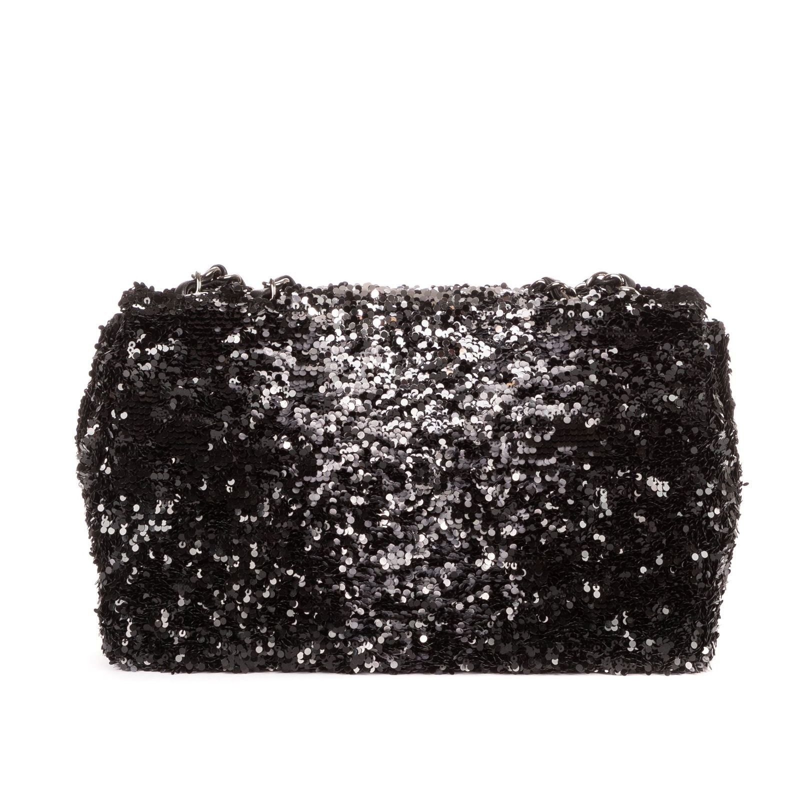 Chanel Ltd Ed Sequins Single Flap Black Canvasn — view 4