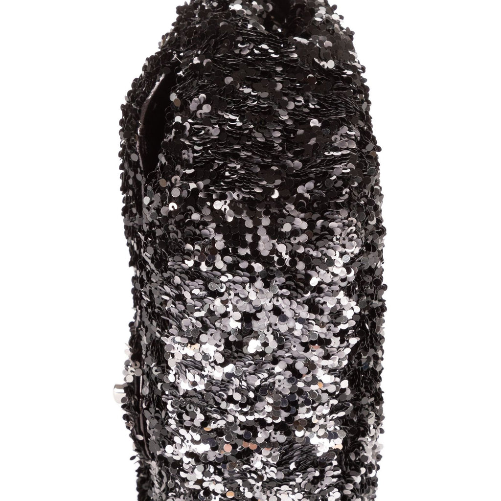Chanel Ltd Ed Sequins Single Flap Black Canvasn — view 8