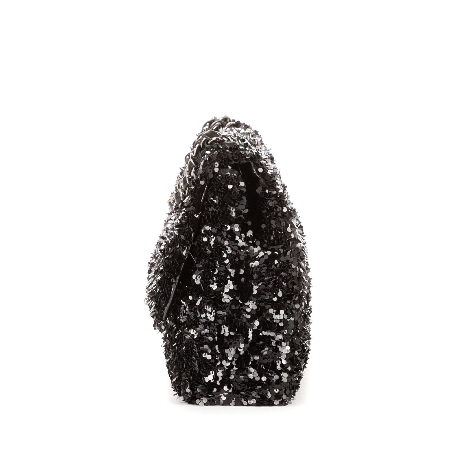 Chanel Ltd Ed Sequins Single Flap Black Canvasn — view 3