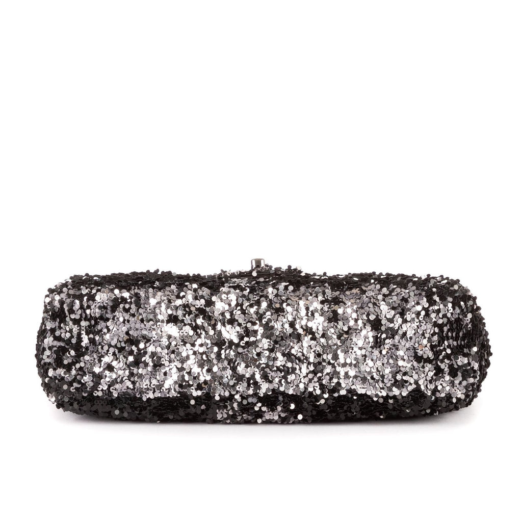 Chanel Ltd Ed Sequins Single Flap Black Canvasn — view 6