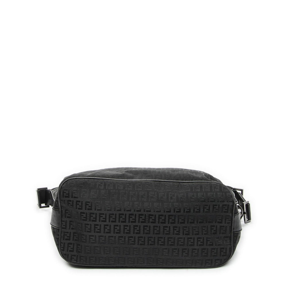 Fendi Large Square Zip Messenger Black Zucchino Canvas — view 6