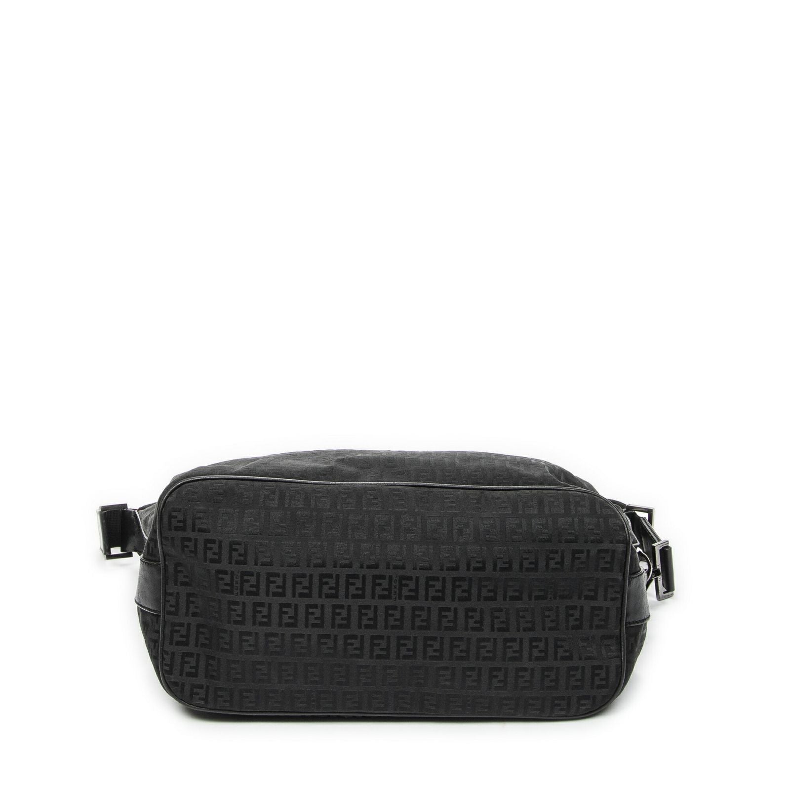 Fendi Large Square Zip Messenger Black Zucchino Canvas — view 6
