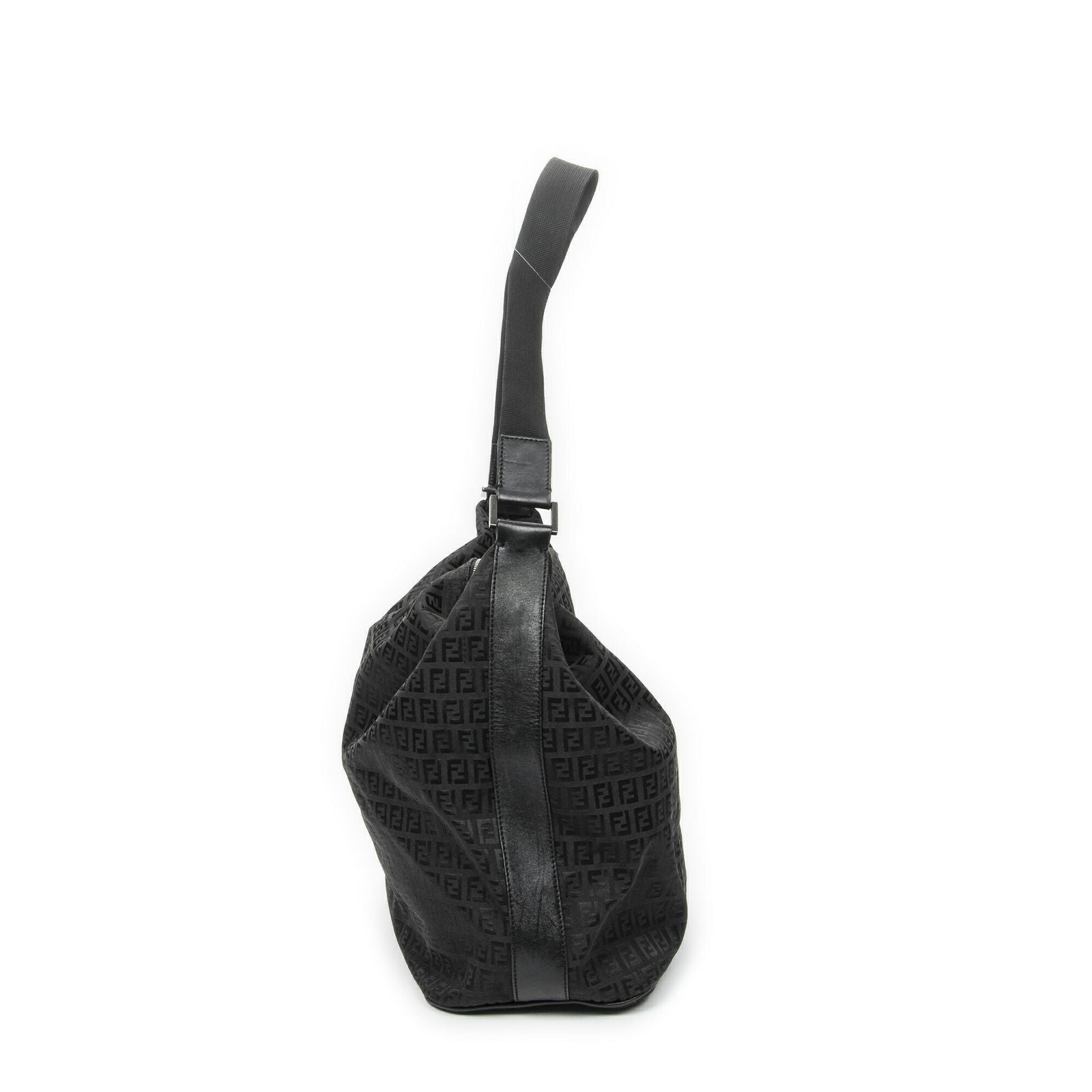 Fendi Large Square Zip Messenger Black Zucchino Canvas — view 3