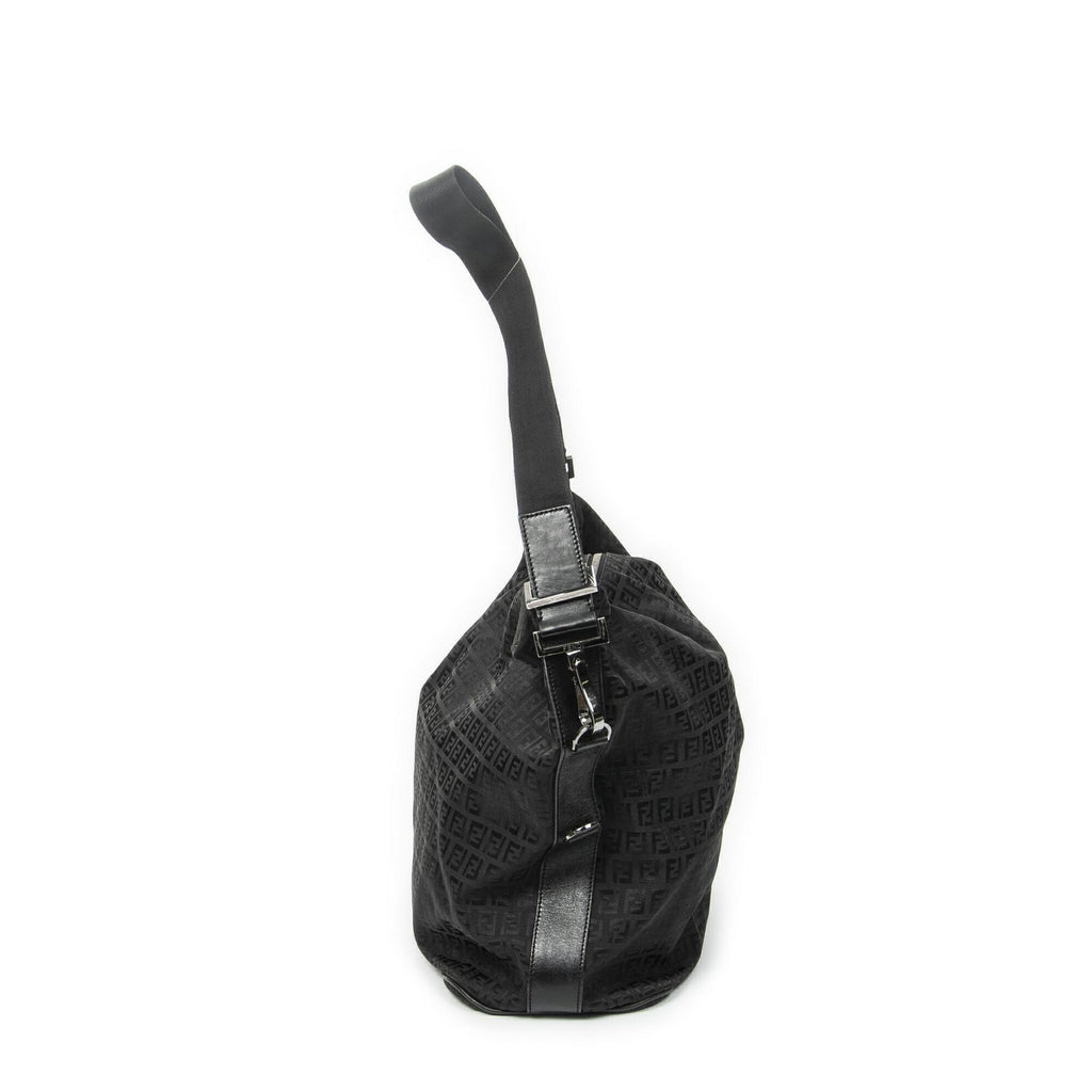 Fendi Large Square Zip Messenger Black Zucchino Canvas — view 4