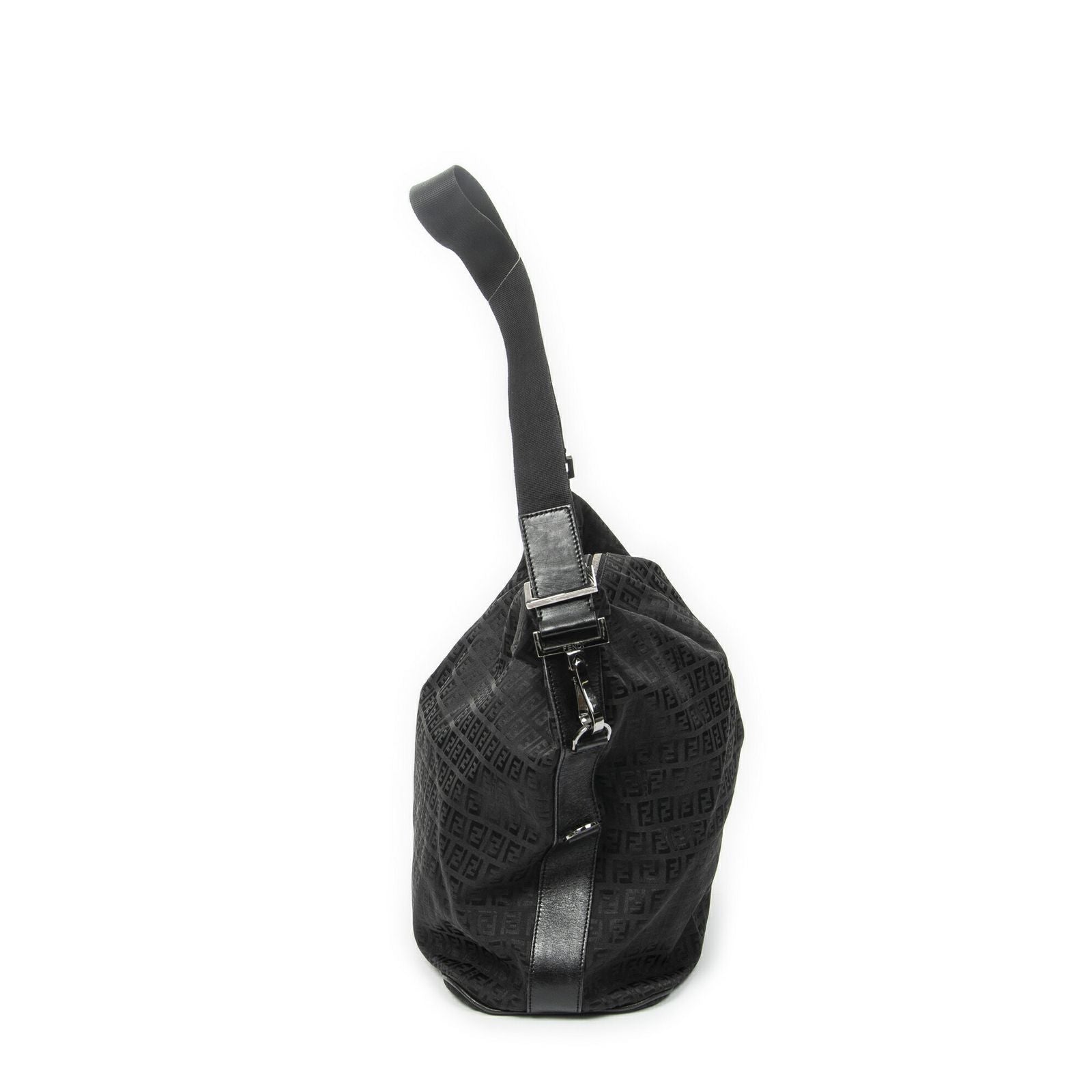 Fendi Large Square Zip Messenger Black Zucchino Canvas — view 4