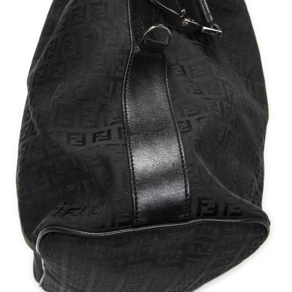 Fendi Large Square Zip Messenger Black Zucchino Canvas — view 8