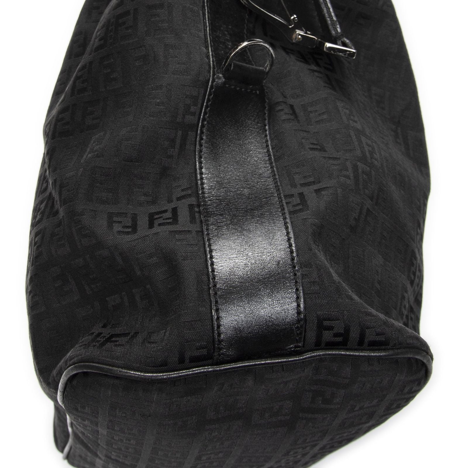 Fendi Large Square Zip Messenger Black Zucchino Canvas — view 8