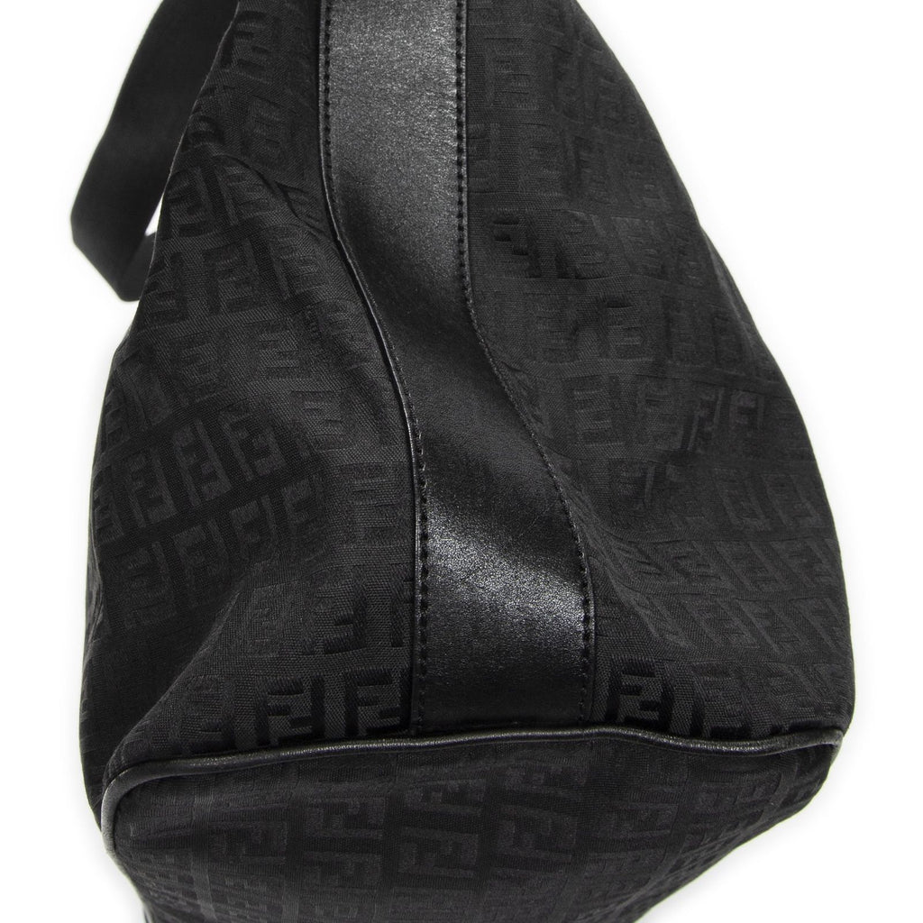 Fendi Large Square Zip Messenger Black Zucchino Canvas — view 7