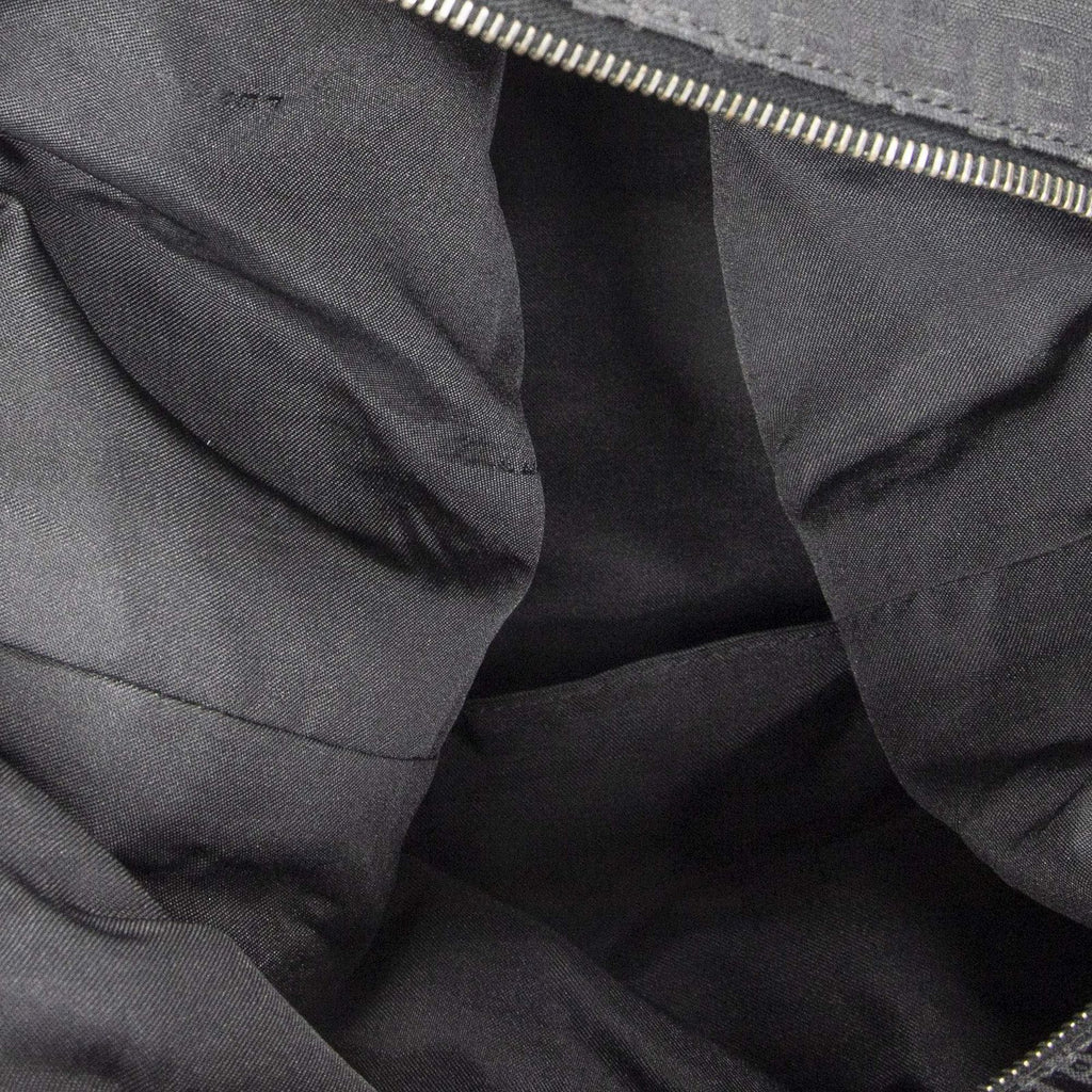 Fendi Large Square Zip Messenger Black Zucchino Canvas — view 9