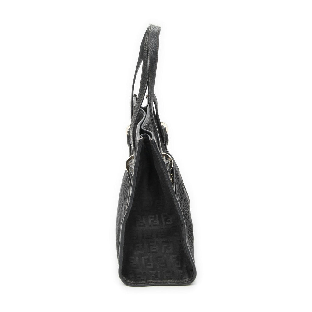 Fendi Shopping Tote Black Zucchino Canvas — view 4