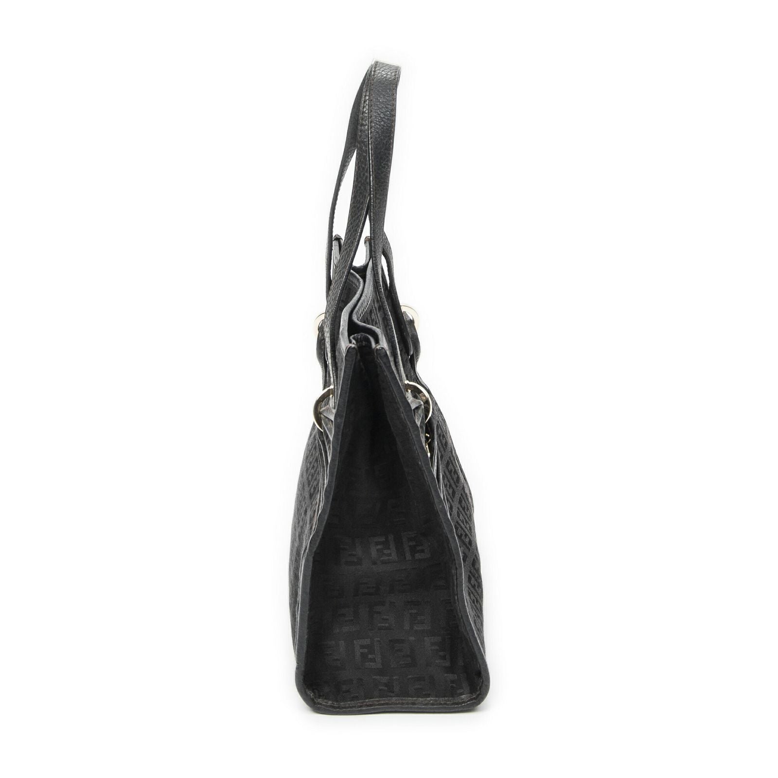 Fendi Shopping Tote Black Zucchino Canvas — view 4