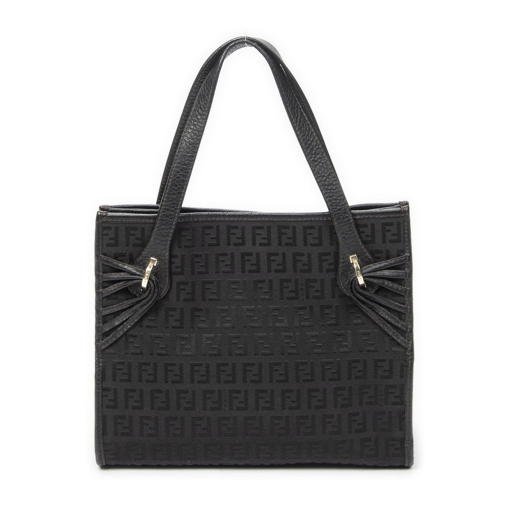 Fendi Shopping Tote Black Zucchino Canvas — view 5