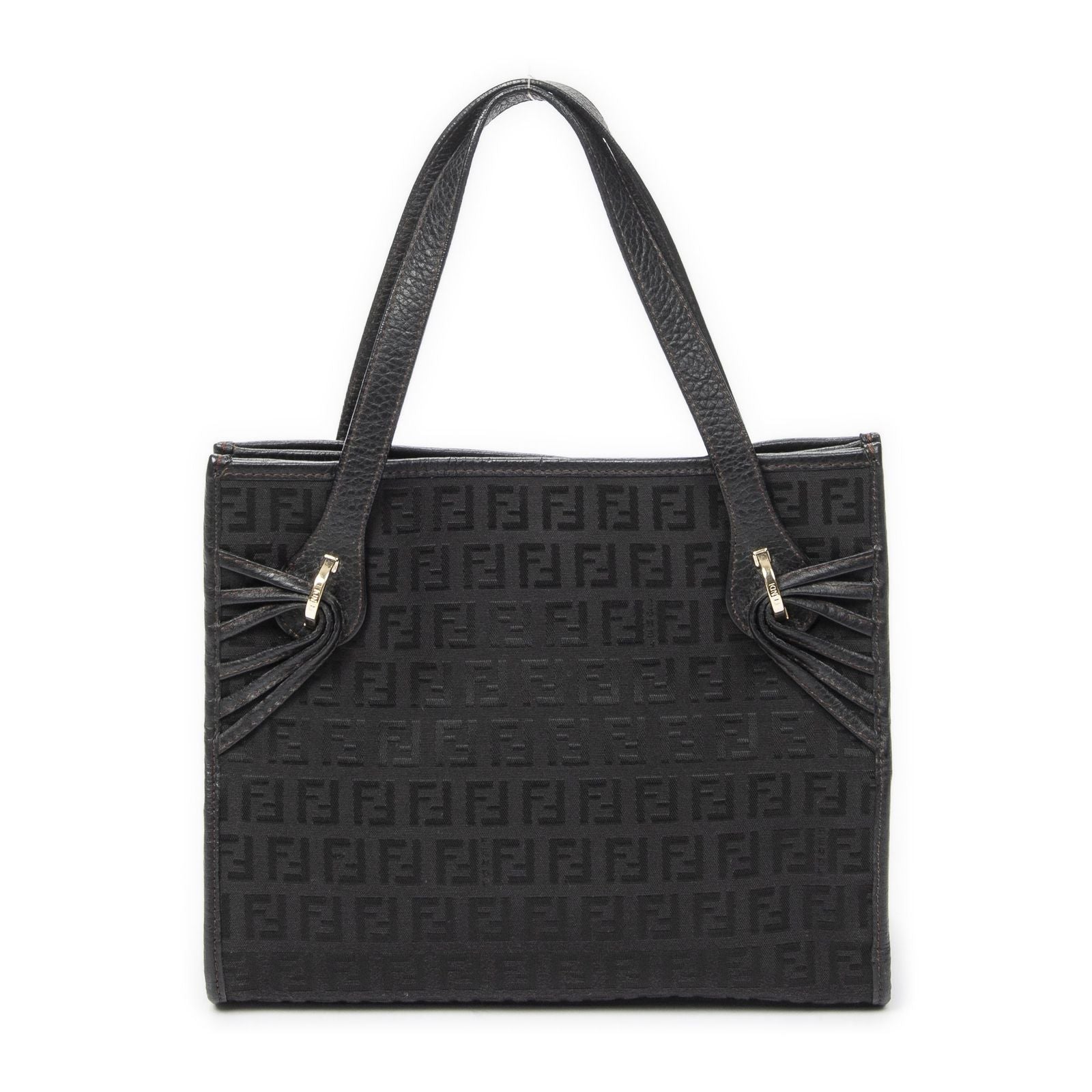 Fendi Shopping Tote Black Zucchino Canvas — view 5