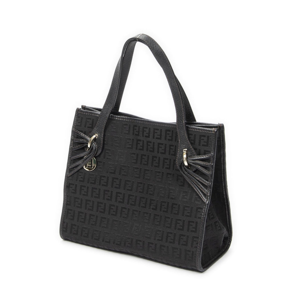 Fendi Shopping Tote Black Zucchino Canvas — view 2