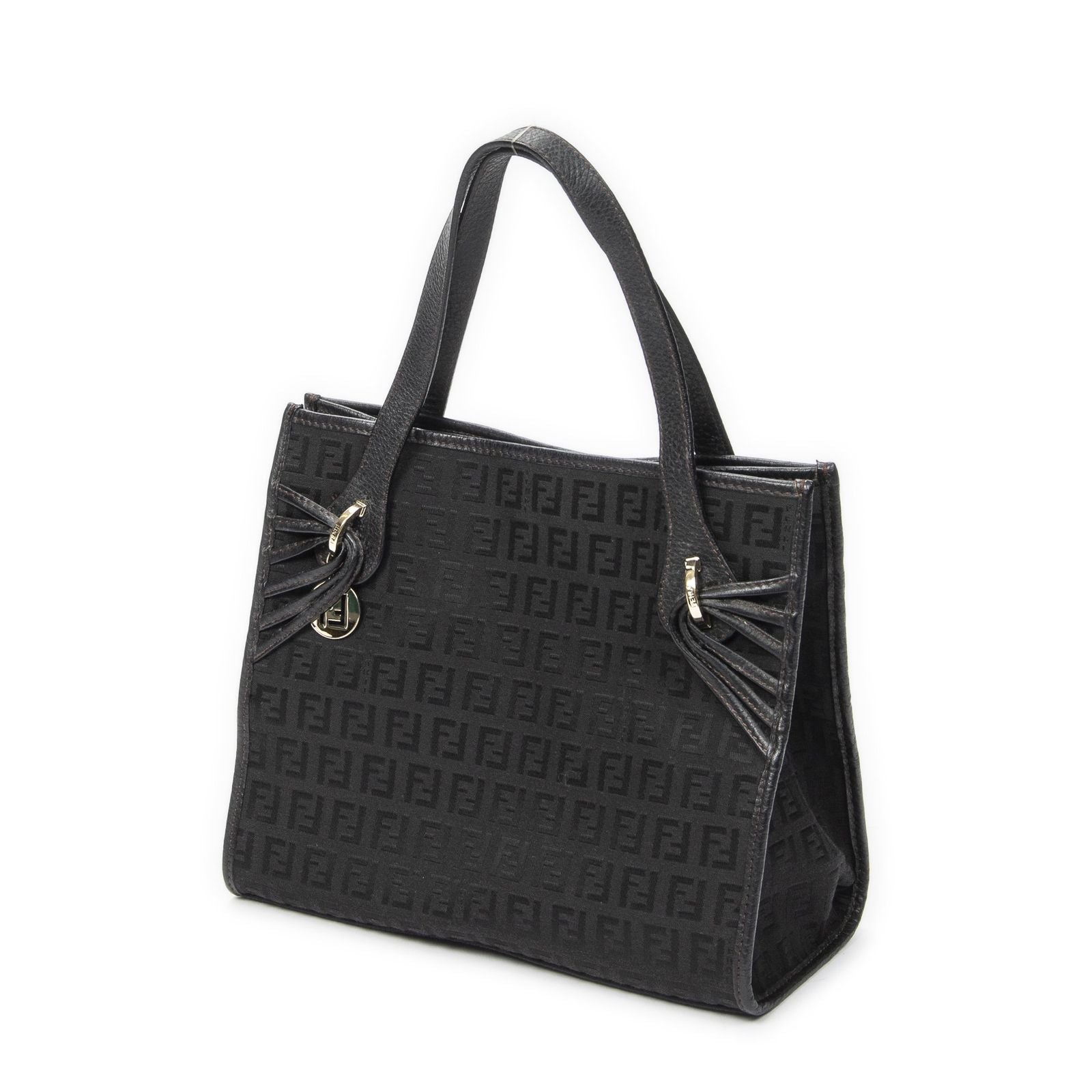 Fendi Shopping Tote Black Zucchino Canvas — view 2
