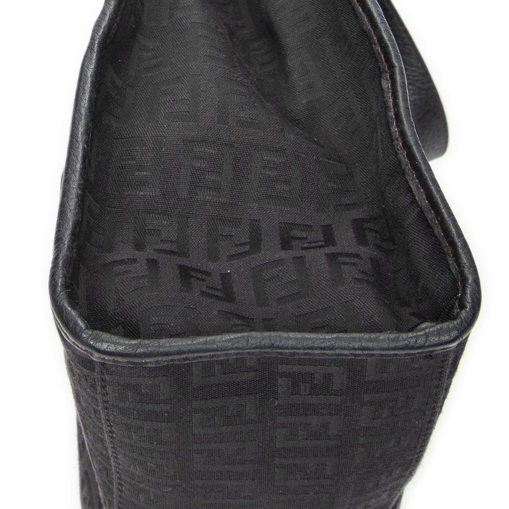 Fendi Shopping Tote Black Zucchino Canvas — view 8