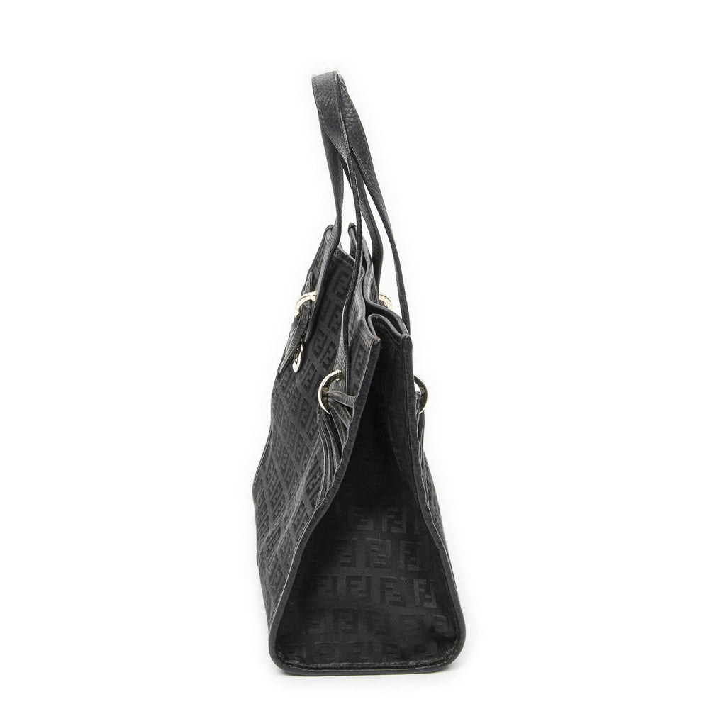 Fendi Shopping Tote Black Zucchino Canvas — view 3