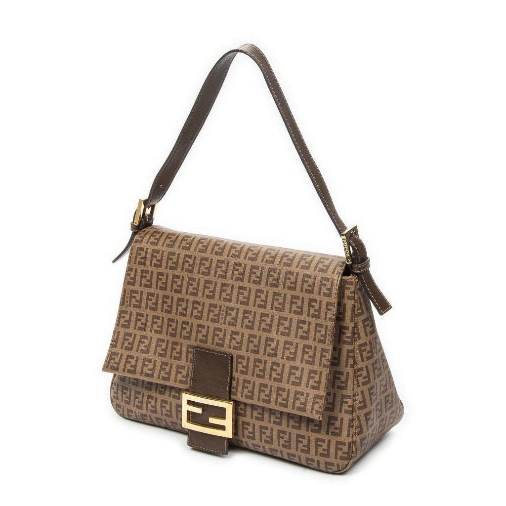 Fendi Mama Forever Brown Zucchino Coated Canvasa — view 2