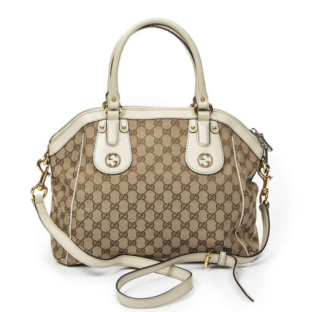 Gucci Medium Scarlett Top Handle Beige Ivory GG Canvas — view 5