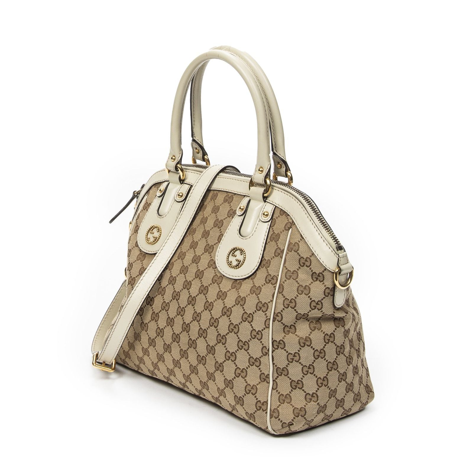 Gucci Medium Scarlett Top Handle Beige Ivory GG Canvas — view 2