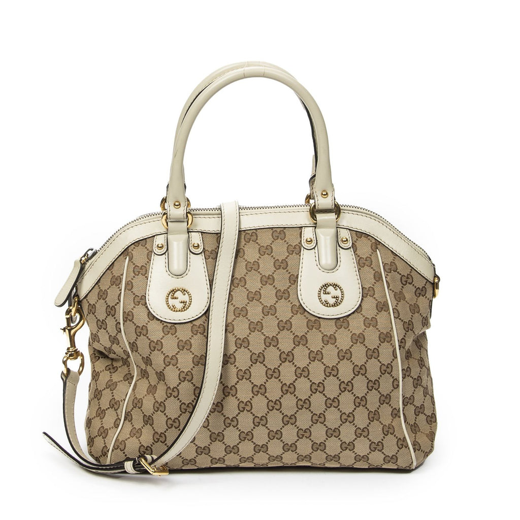 Gucci Medium Scarlett Top Handle Beige Ivory GG Canvas