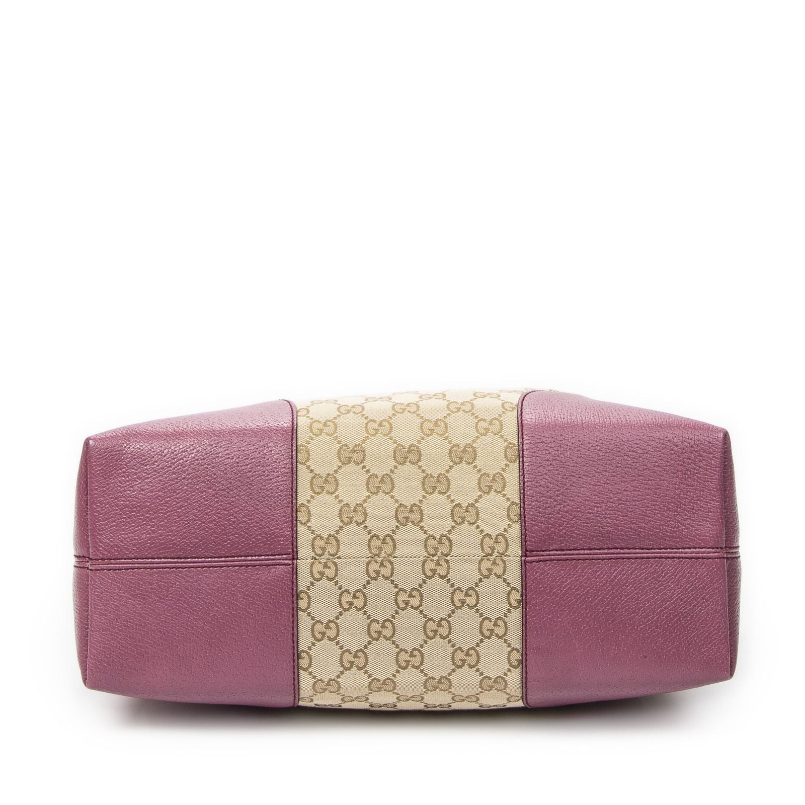 Gucci Bree Dome Tote Beige Purple GG Canvas — view 6