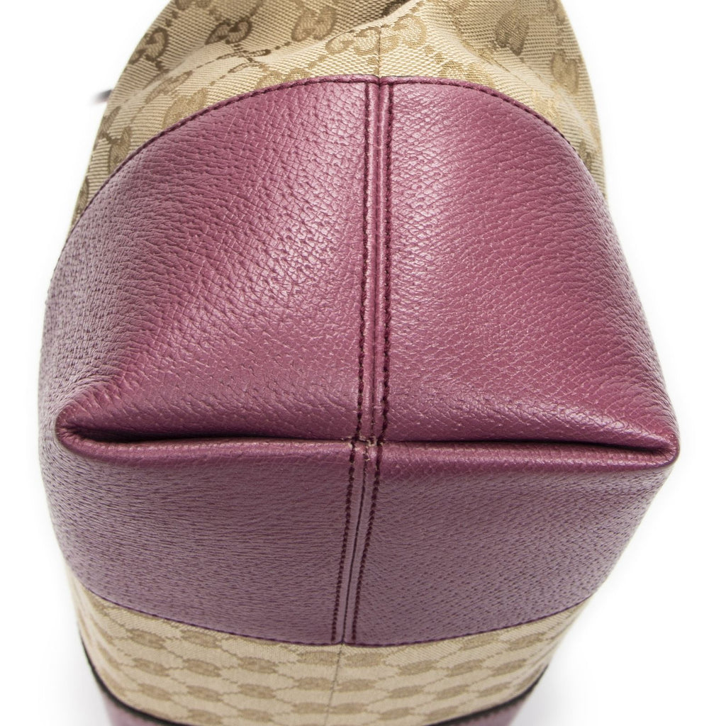 Gucci Bree Dome Tote Beige Purple GG Canvas — view 7