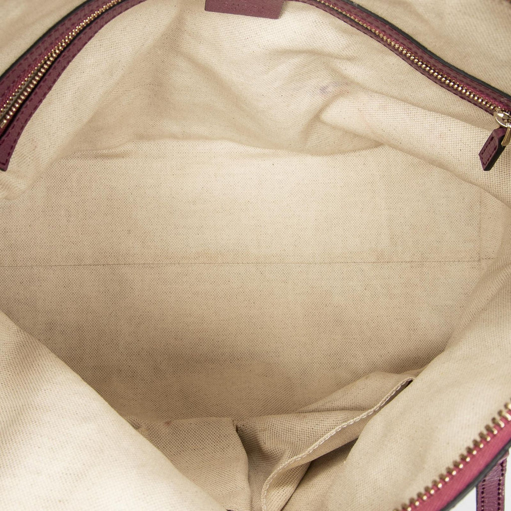 Gucci Bree Dome Tote Beige Purple GG Canvas — view 9