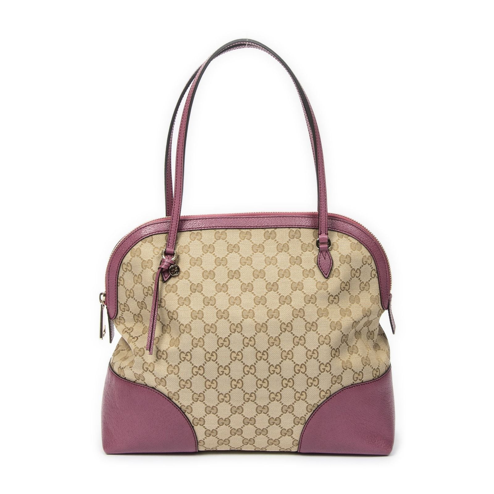 Gucci Bree Dome Tote Beige Purple GG Canvas