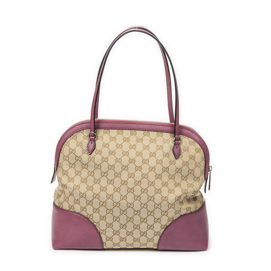 Gucci Bree Dome Tote Beige Purple GG Canvas — view 5
