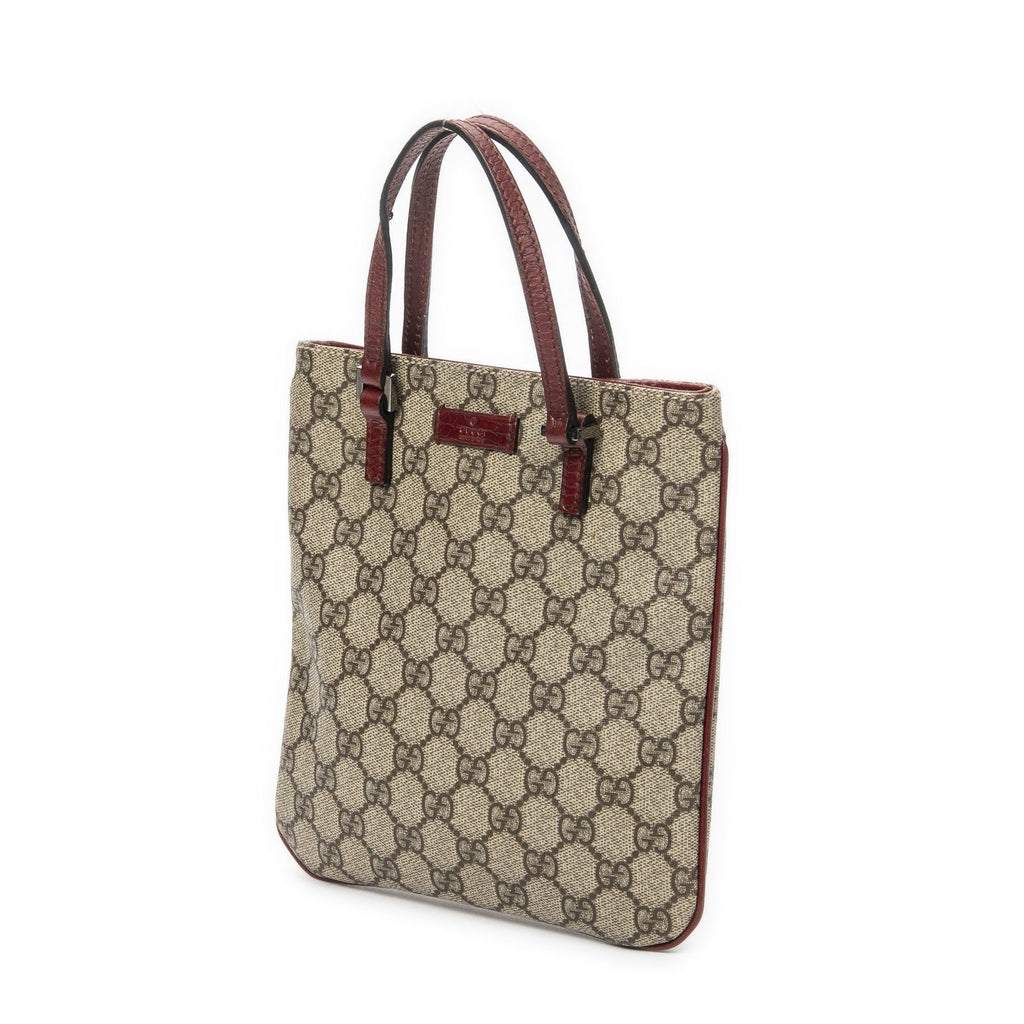 Gucci Vertical Tote Beige Burgundy Supreme Canvas — view 2