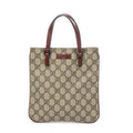 Gucci Vertical Tote Beige Burgundy Supreme Canvas