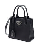 Prada Small Square Shopping Tote Black Nylon Canvas — view 2
