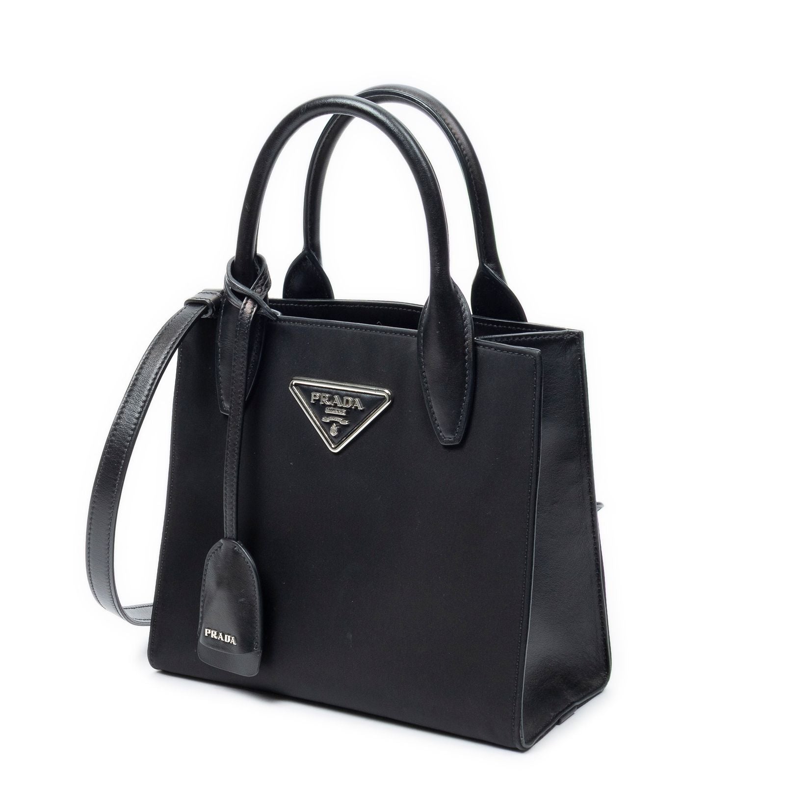 Prada Small Square Shopping Tote Black Nylon Canvas — view 2