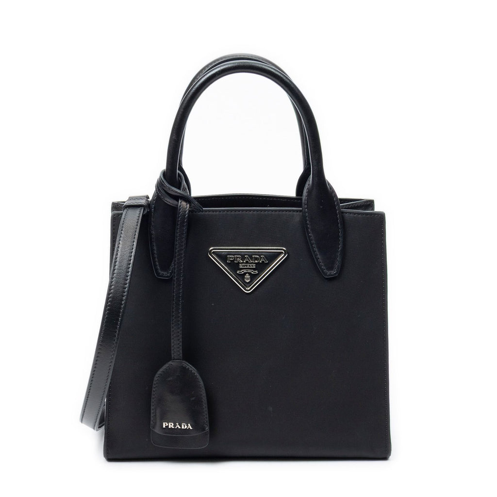Prada Small Square Shopping Tote Black Nylon Canvas