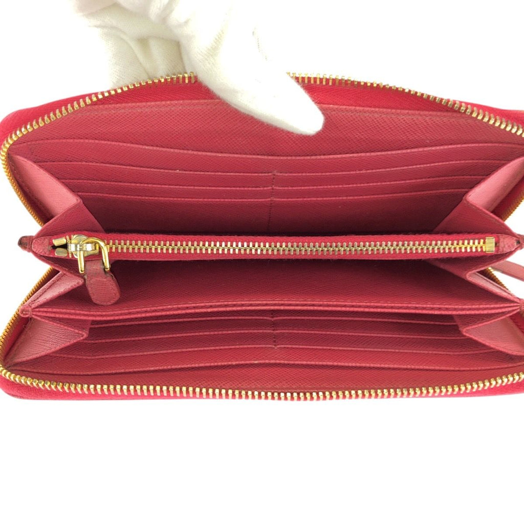 Prada Saffiano Pink Gold Leather Wallet Zip Around — view 8