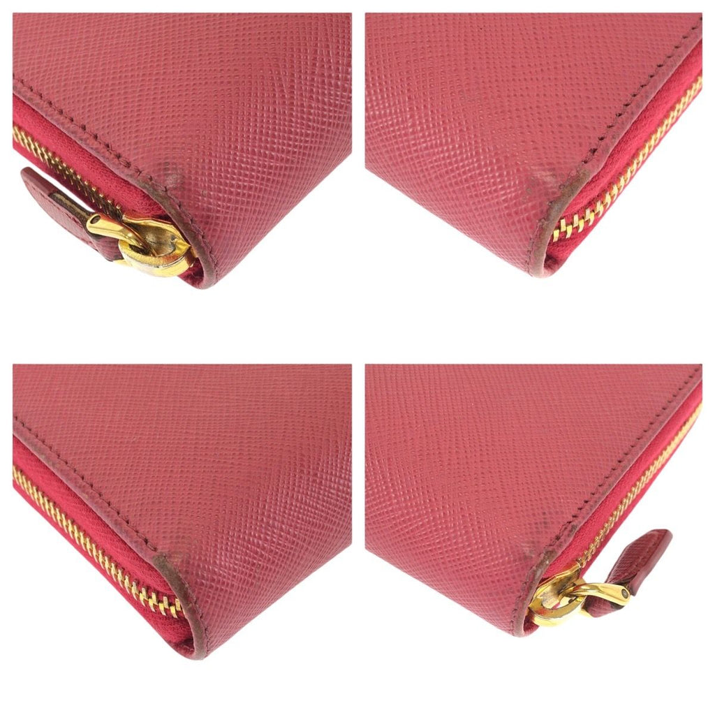 Prada Saffiano Pink Gold Leather Wallet Zip Around — view 3
