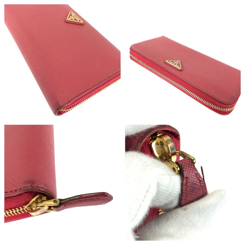 Prada Saffiano Pink Gold Leather Wallet Zip Around — view 6